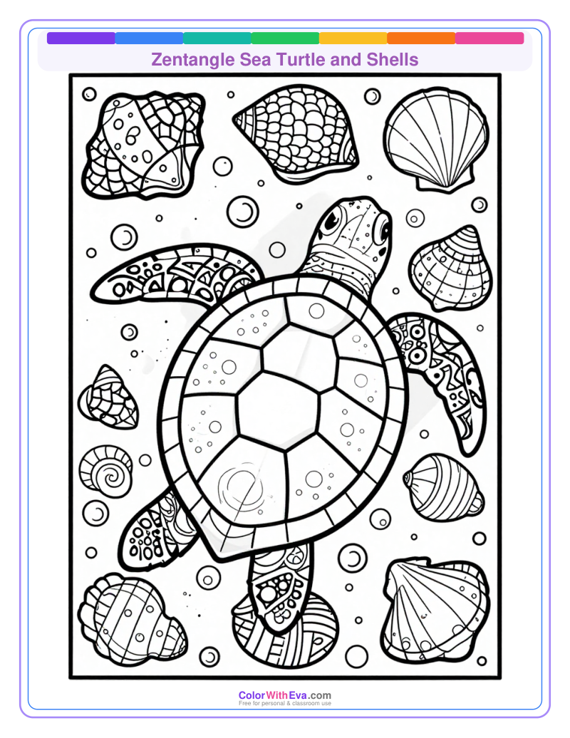 Zentangle Sea Turtle and Shells thumbnail