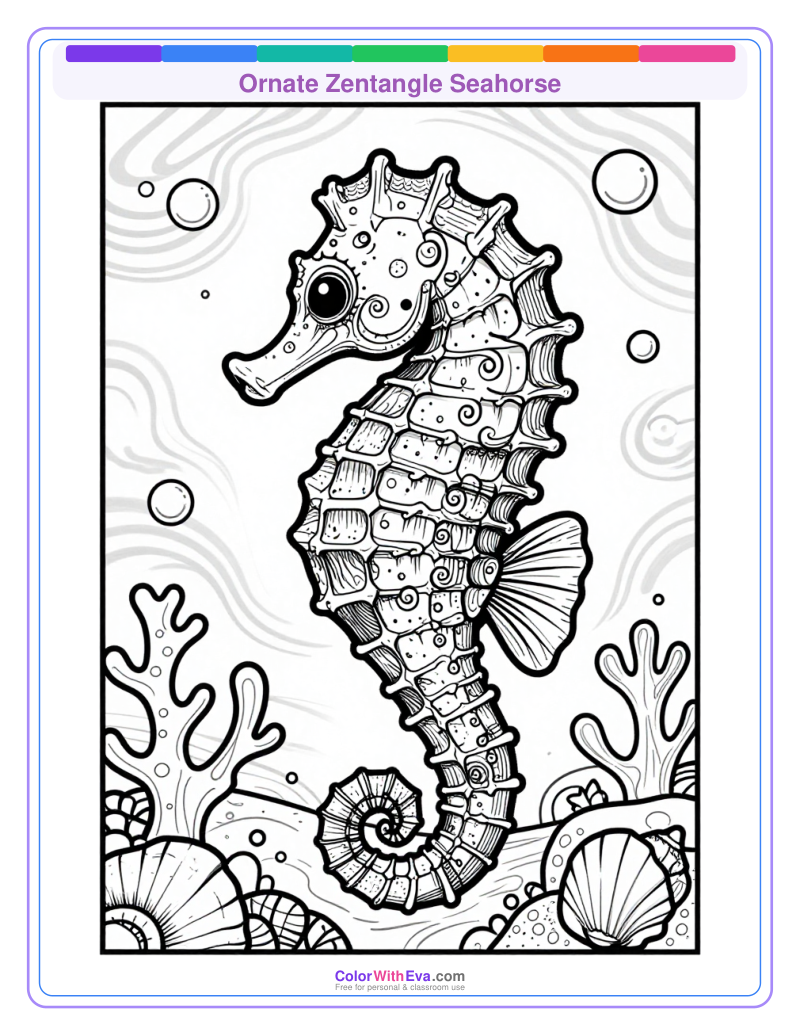 Ornate Zentangle Seahorse preview