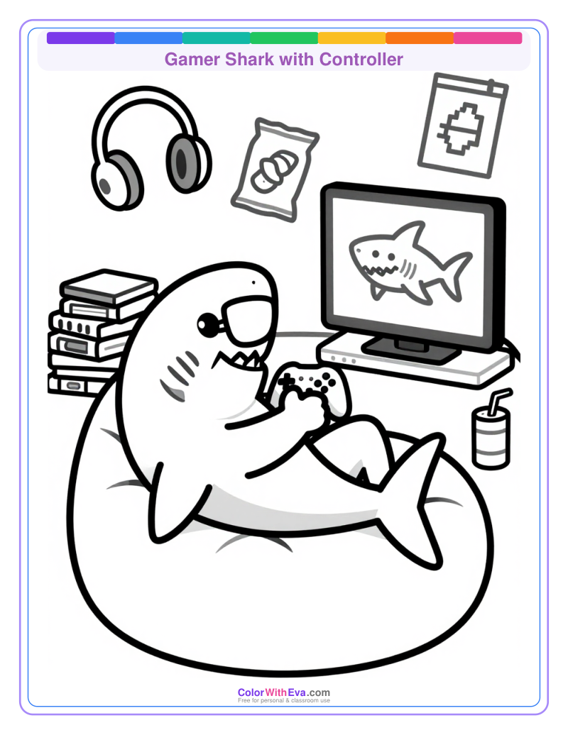 Gamer Shark with Controller thumbnail