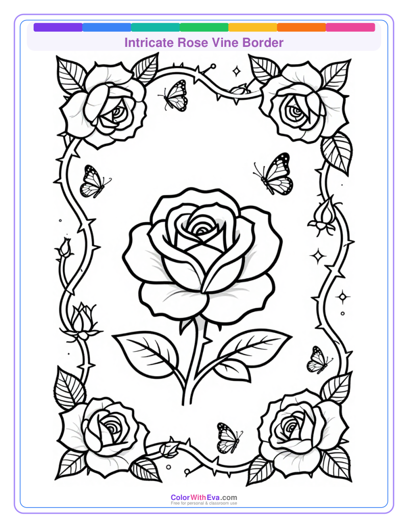 Intricate Rose Vine Border preview