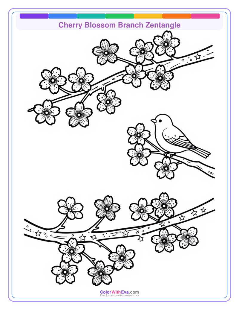 Cherry Blossom Branch Zentangle preview