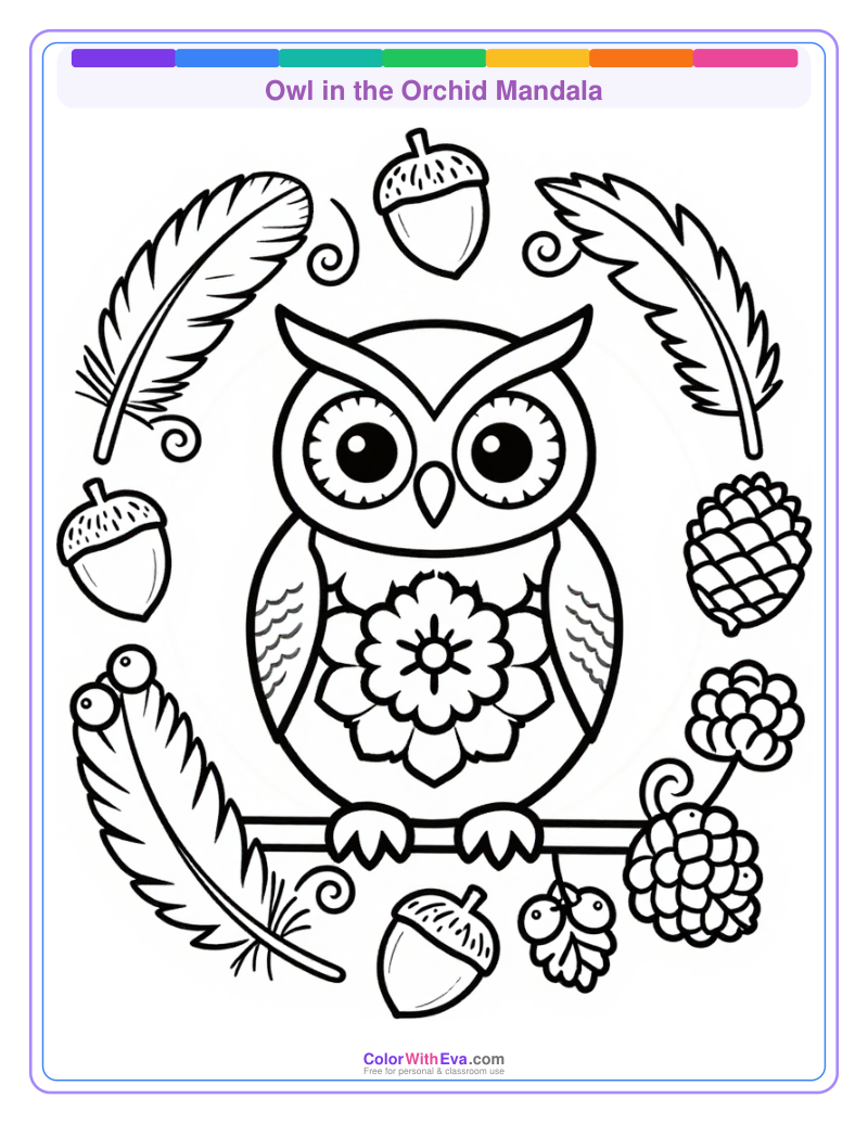 Owl in the Orchid Mandala thumbnail