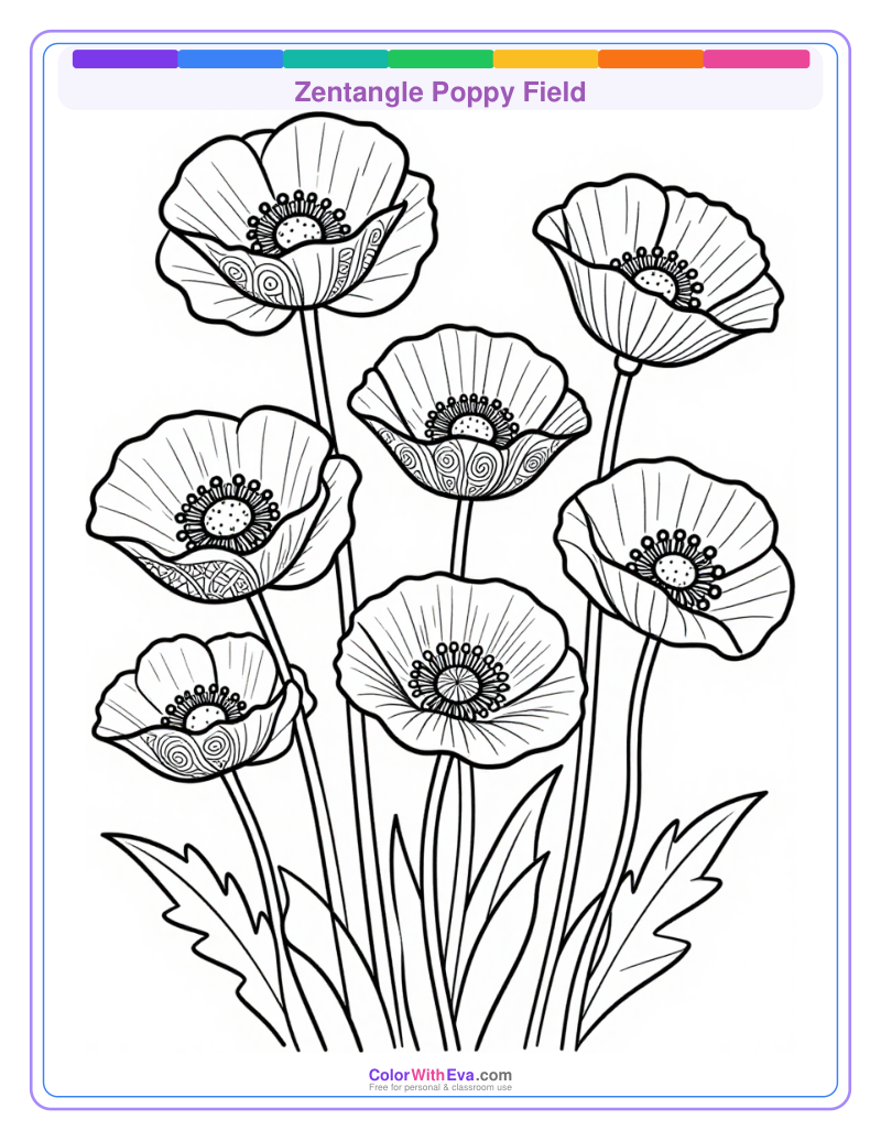 Zentangle Poppy Field preview