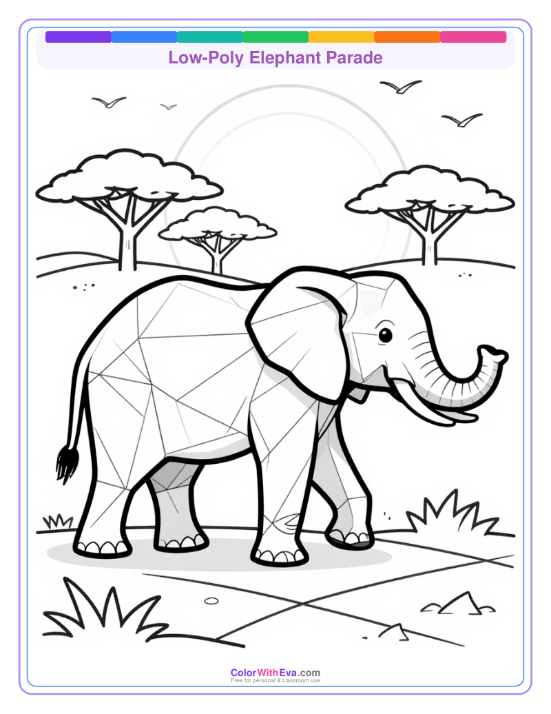Low-Poly Elephant Parade preview