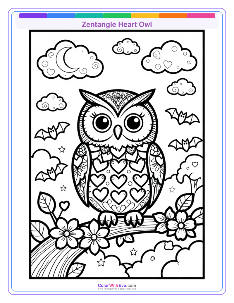 Zentangle Heart Owl preview