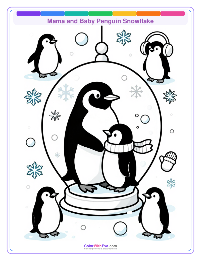 Mama and Baby Penguin Snowflake thumbnail