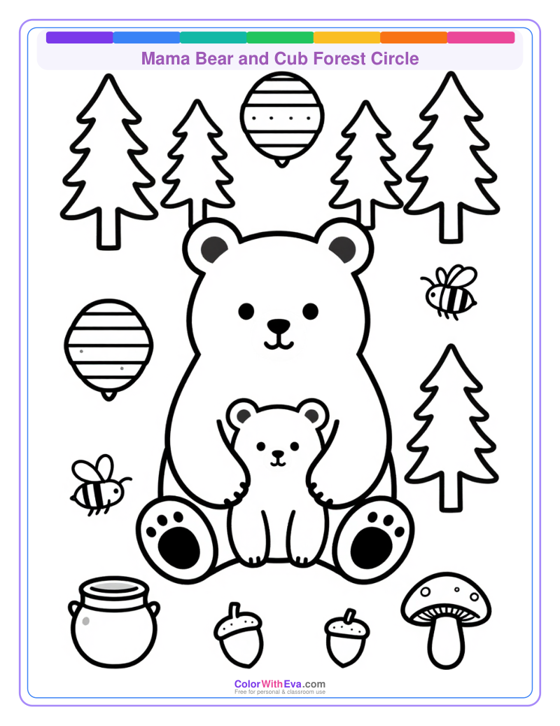 Mama Bear and Cub Forest Circle thumbnail