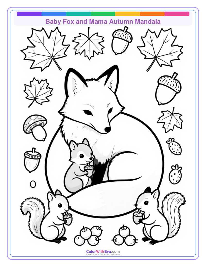 Baby Fox and Mama Autumn Mandala thumbnail