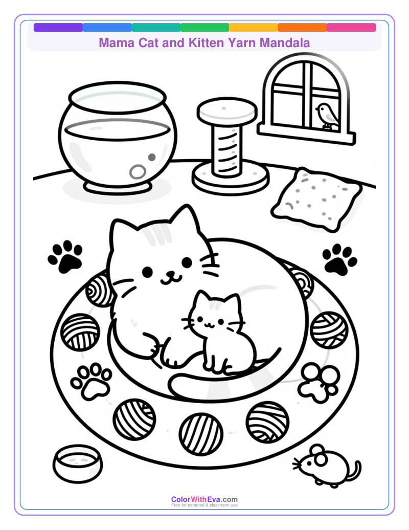 Mama Cat and Kitten Yarn Mandala thumbnail