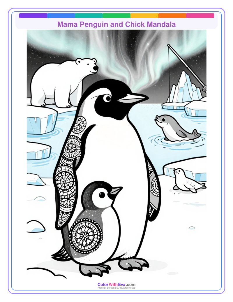 Mama Penguin and Chick Mandala thumbnail