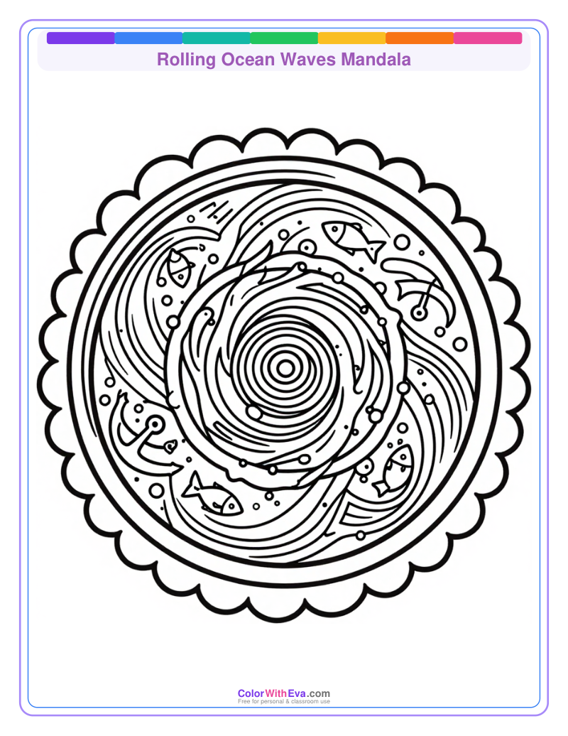 Rolling Ocean Waves Mandala preview