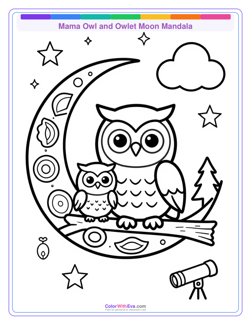 Mama Owl and Owlet Moon Mandala thumbnail