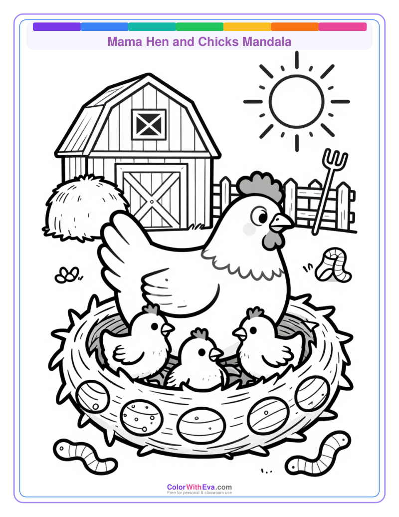 Mama Hen and Chicks Mandala preview