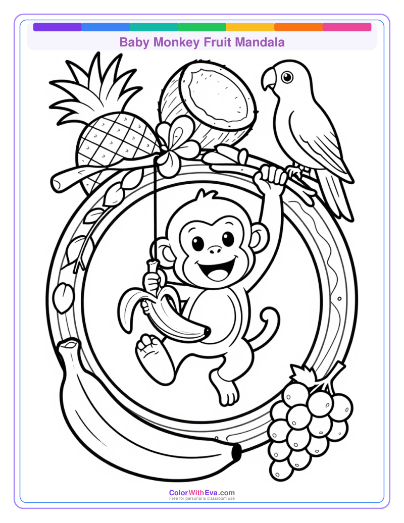 Baby Monkey Fruit Mandala thumbnail