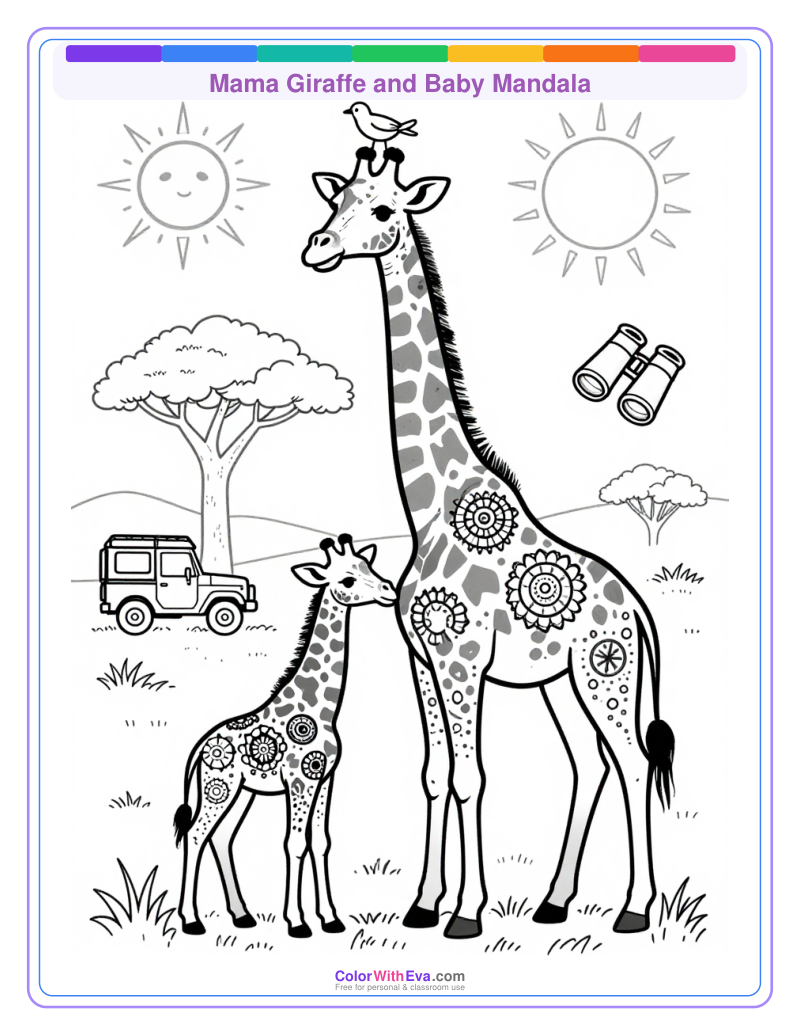 Mama Giraffe and Baby Mandala thumbnail