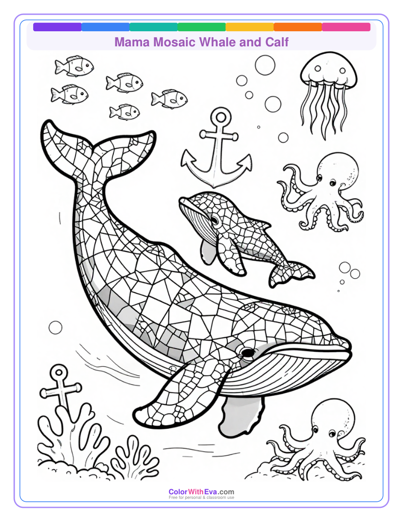 Mama Mosaic Whale and Calf thumbnail