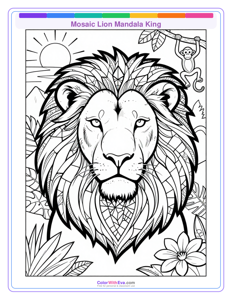 Mosaic Lion Mandala King thumbnail