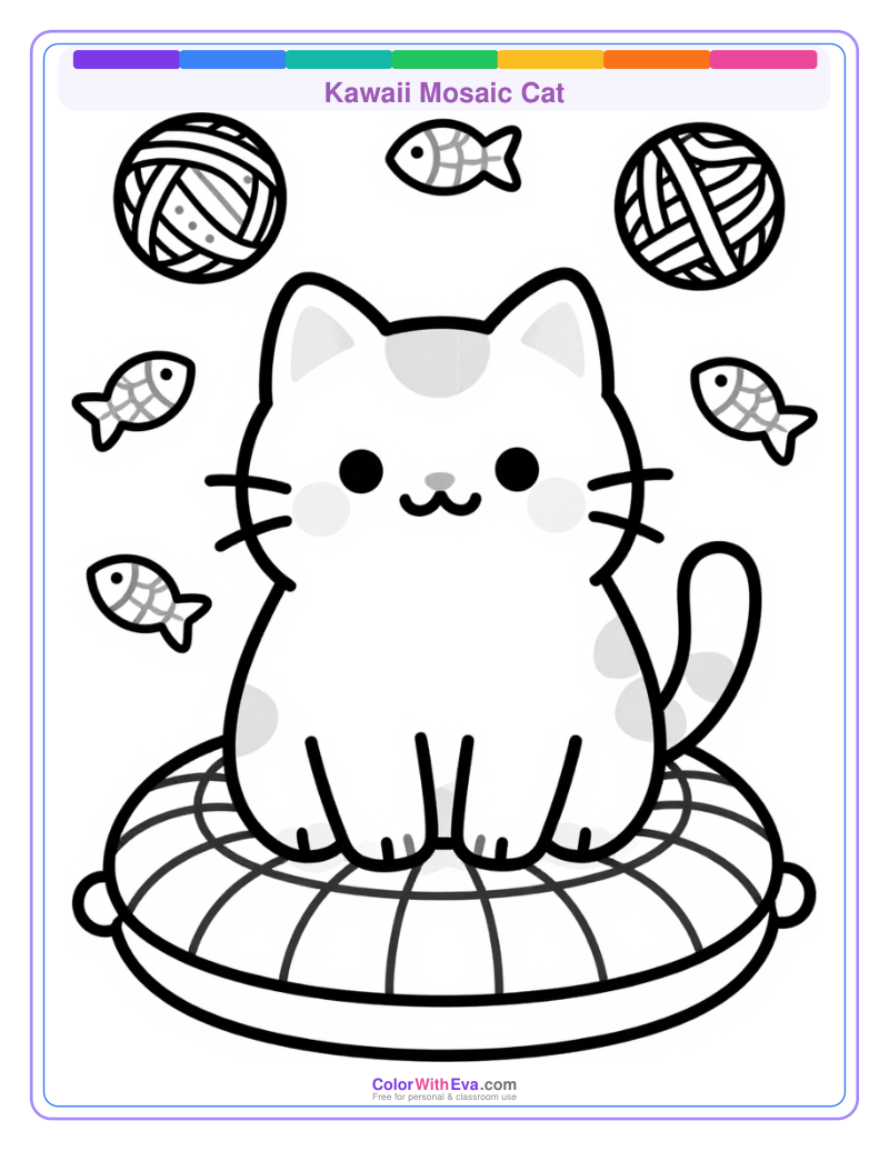 Kawaii Mosaic Cat preview