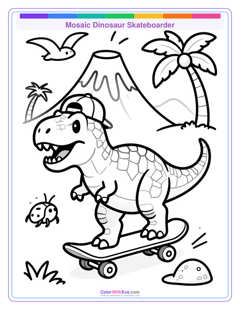 Mosaic Dinosaur Skateboarder thumbnail