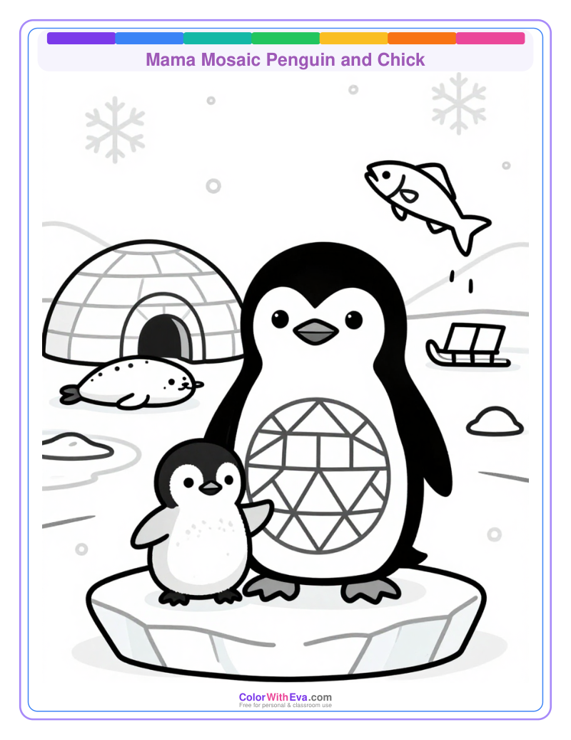 Mama Mosaic Penguin and Chick preview
