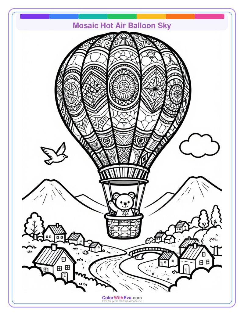 Mosaic Hot Air Balloon Sky thumbnail