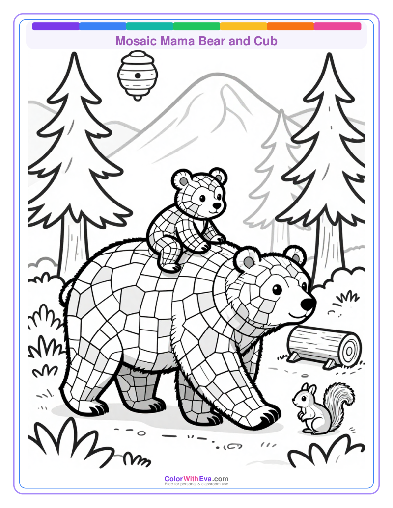 Mosaic Mama Bear and Cub preview