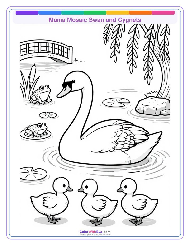 Mama Mosaic Swan and Cygnets thumbnail