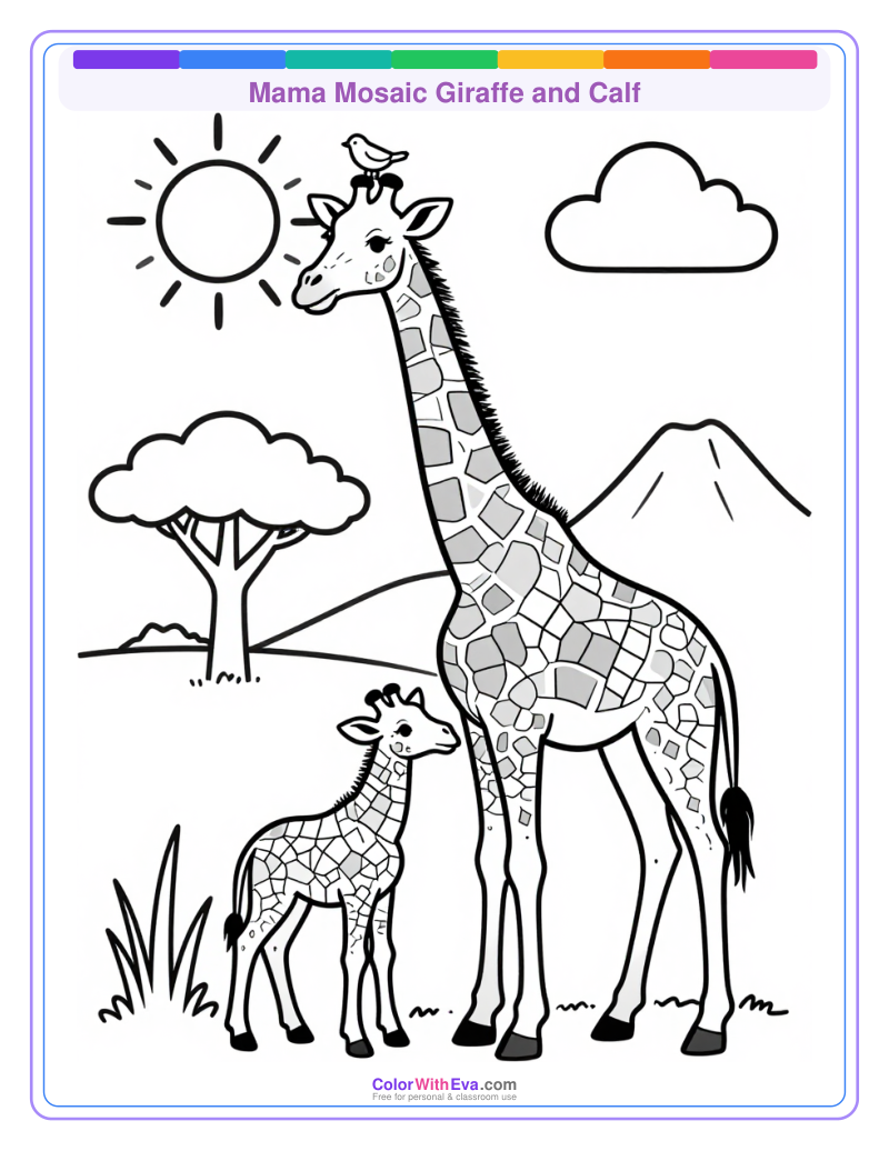 Mama Mosaic Giraffe and Calf preview