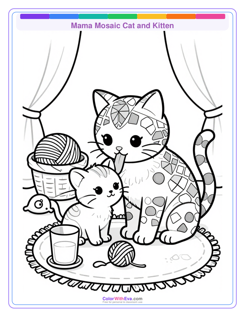 Mama Mosaic Cat and Kitten thumbnail