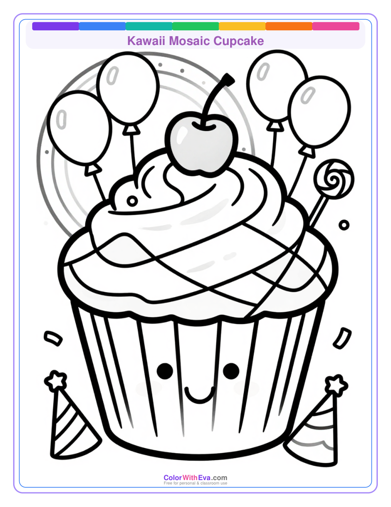 Kawaii Mosaic Cupcake preview