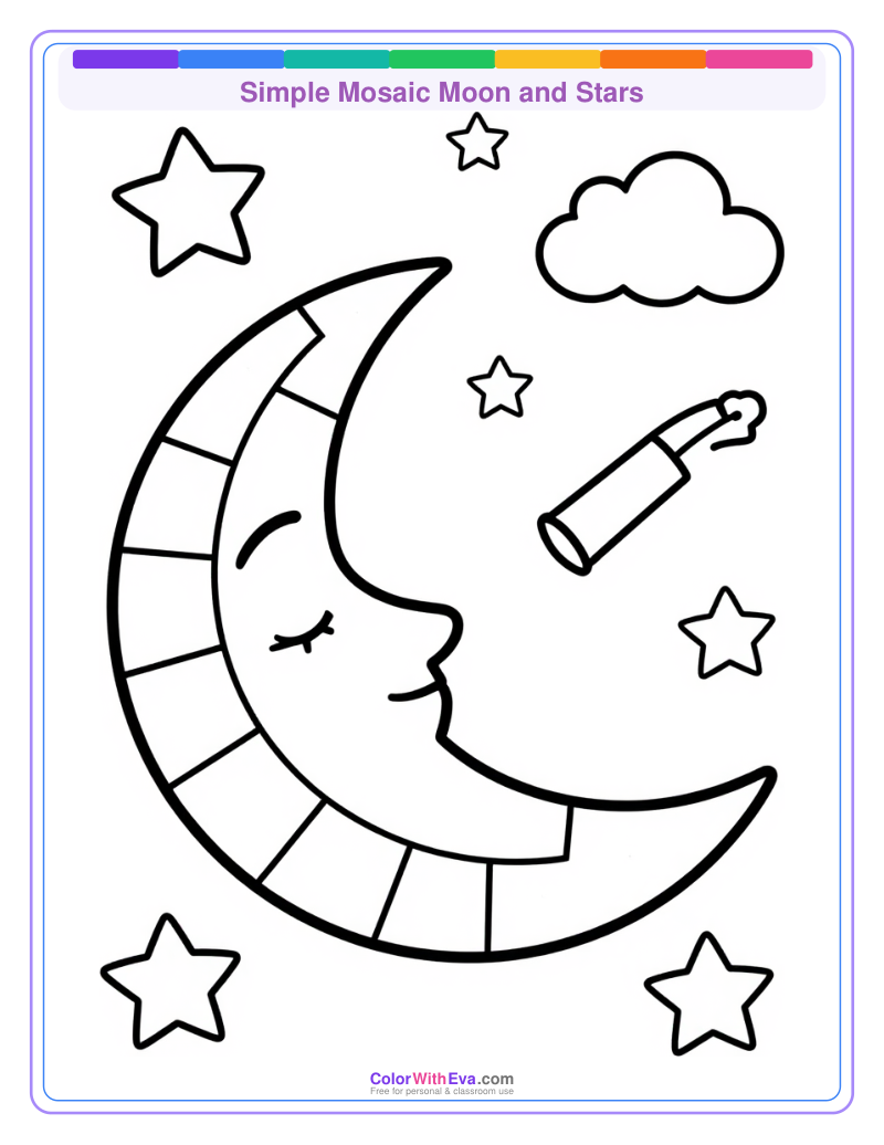 Simple Mosaic Moon and Stars preview