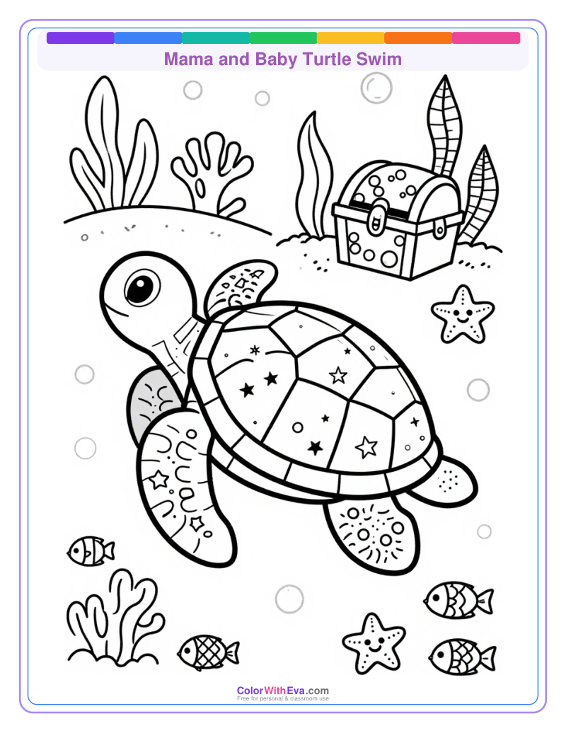 Mama and Baby Turtle Swim thumbnail