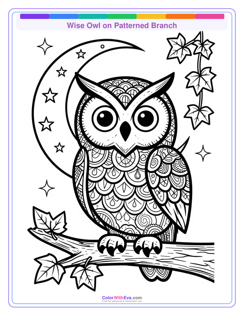 Wise Owl on Patterned Branch preview