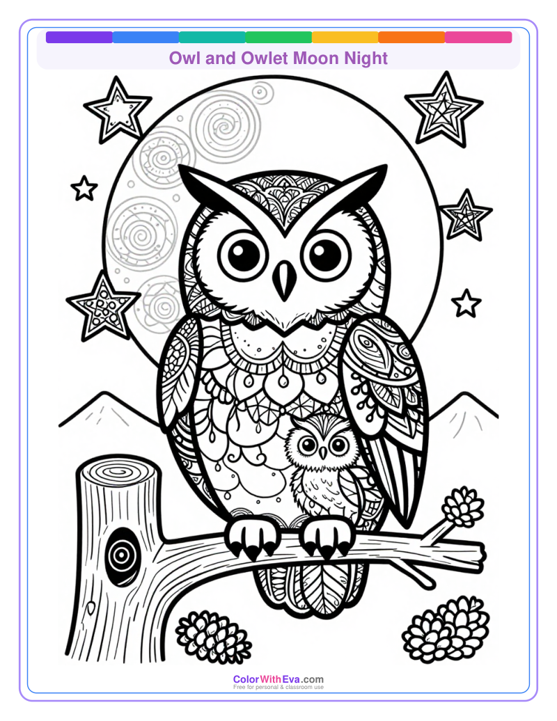 Owl and Owlet Moon Night thumbnail