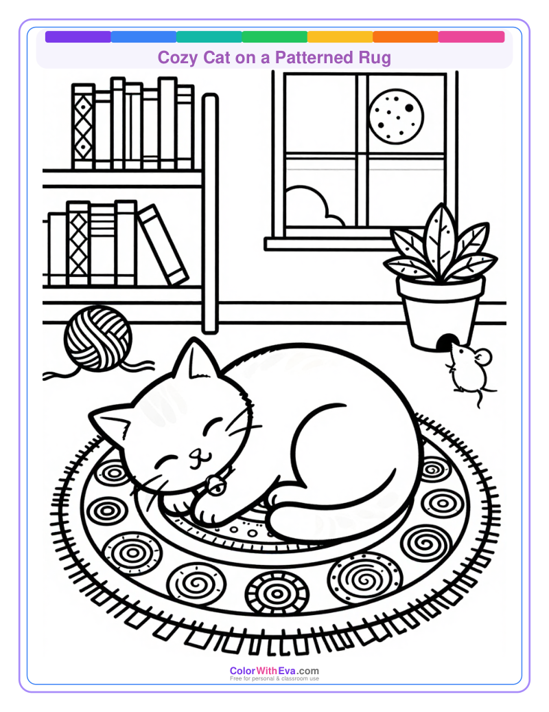 Cozy Cat on a Patterned Rug thumbnail