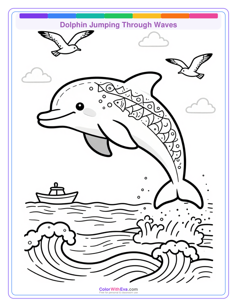 Dolphin Jumping Through Waves preview