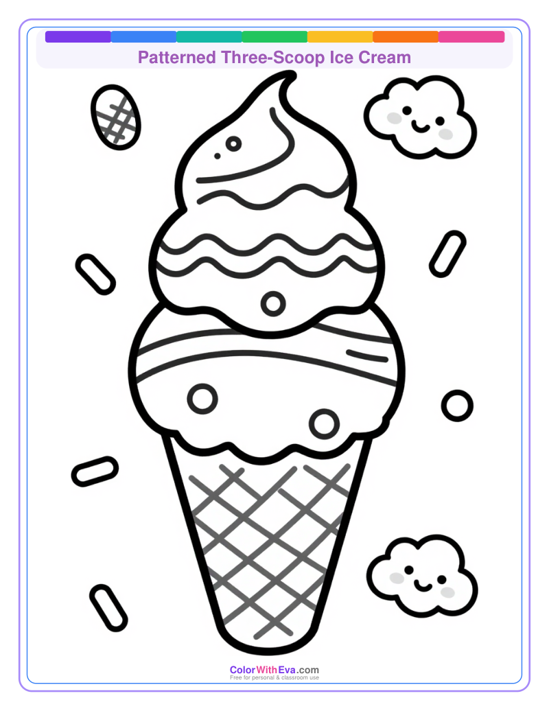 Patterned Three-Scoop Ice Cream preview
