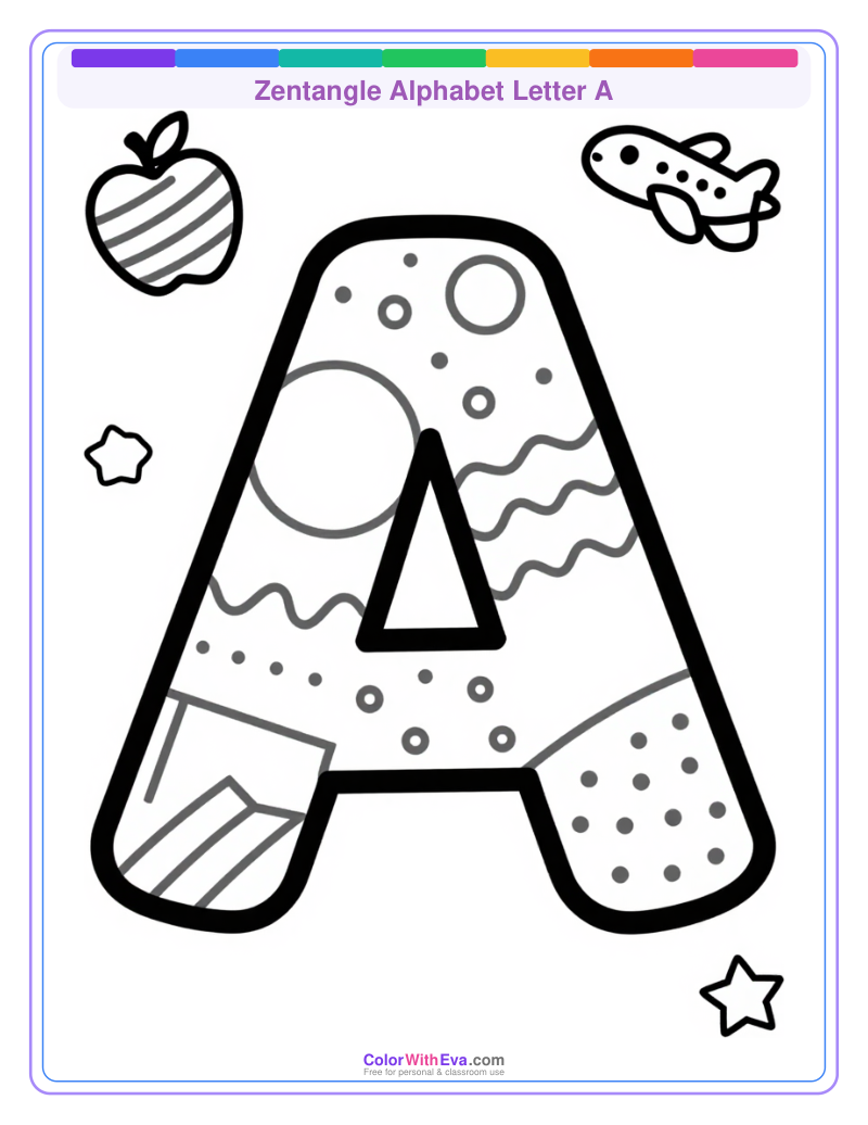 Zentangle Alphabet Letter A preview