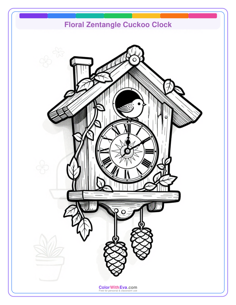 Floral Zentangle Cuckoo Clock preview