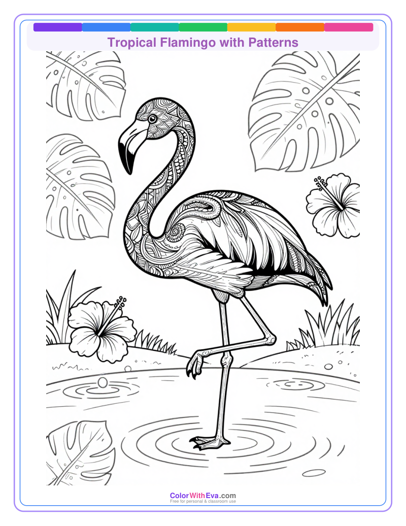 Tropical Flamingo with Patterns preview