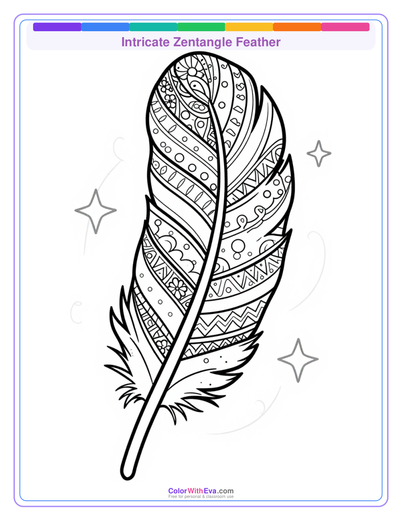 Intricate Zentangle Feather preview