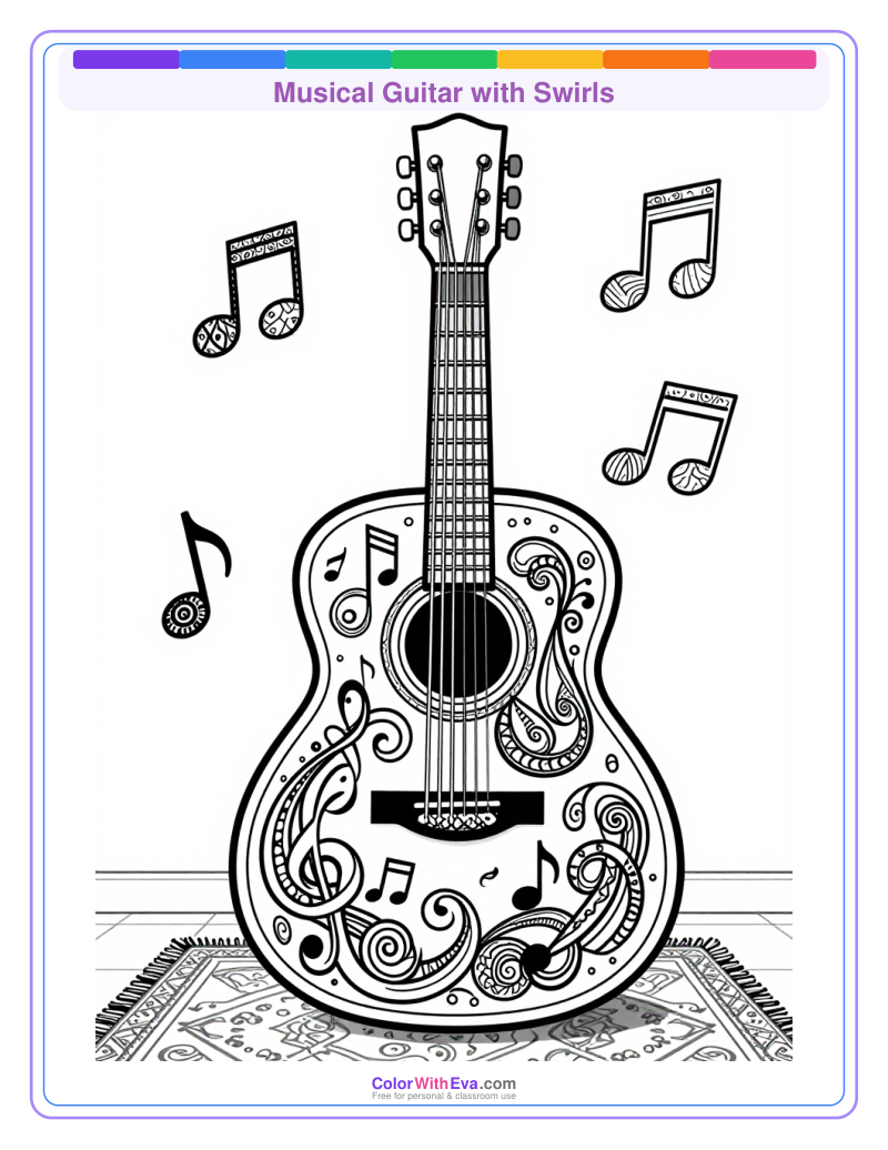 Musical Guitar with Swirls preview