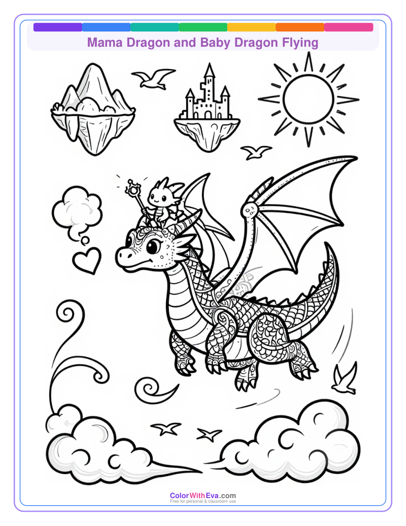 Mama Dragon and Baby Dragon Flying thumbnail
