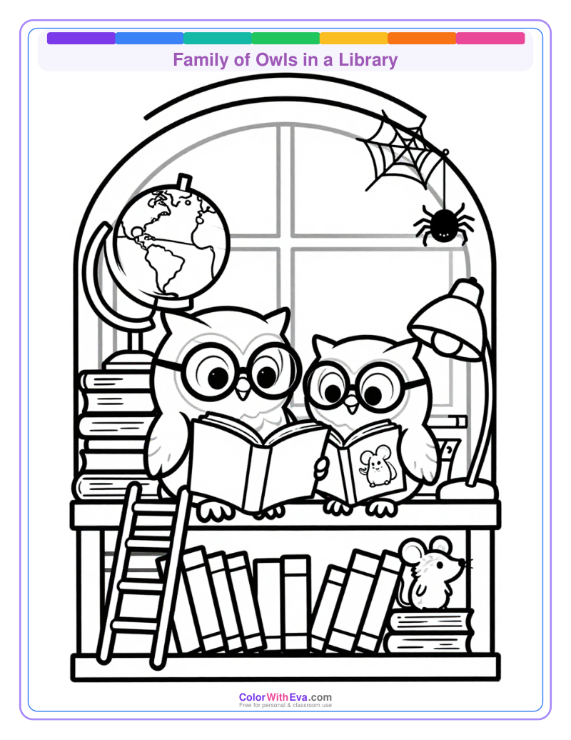 Family of Owls in a Library thumbnail