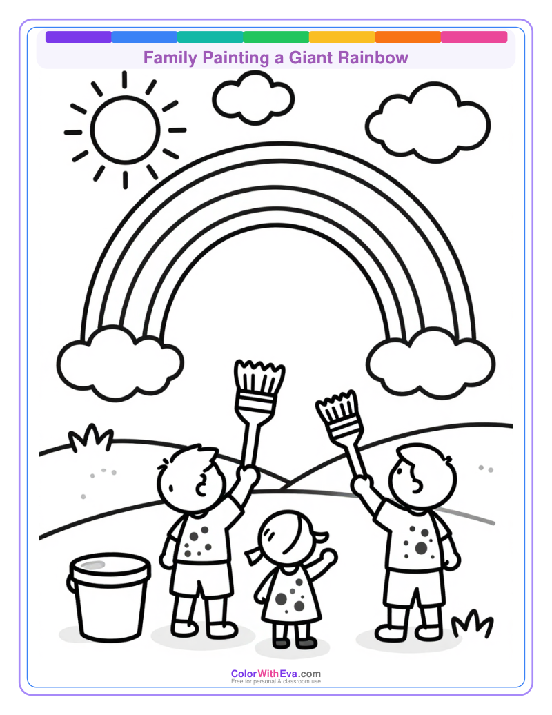 Family Painting a Giant Rainbow thumbnail