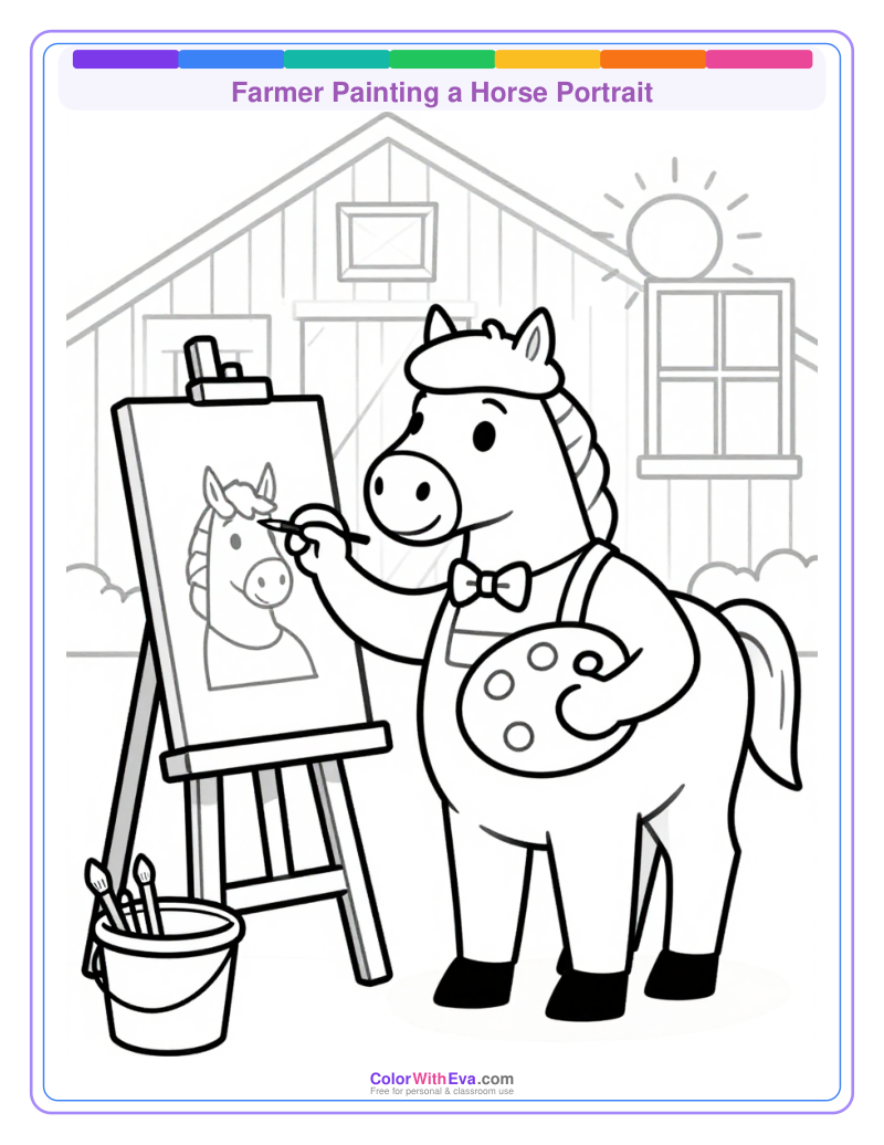 Farmer Painting a Horse Portrait thumbnail