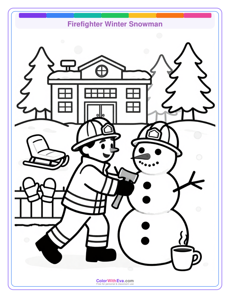 Firefighter Winter Snowman thumbnail