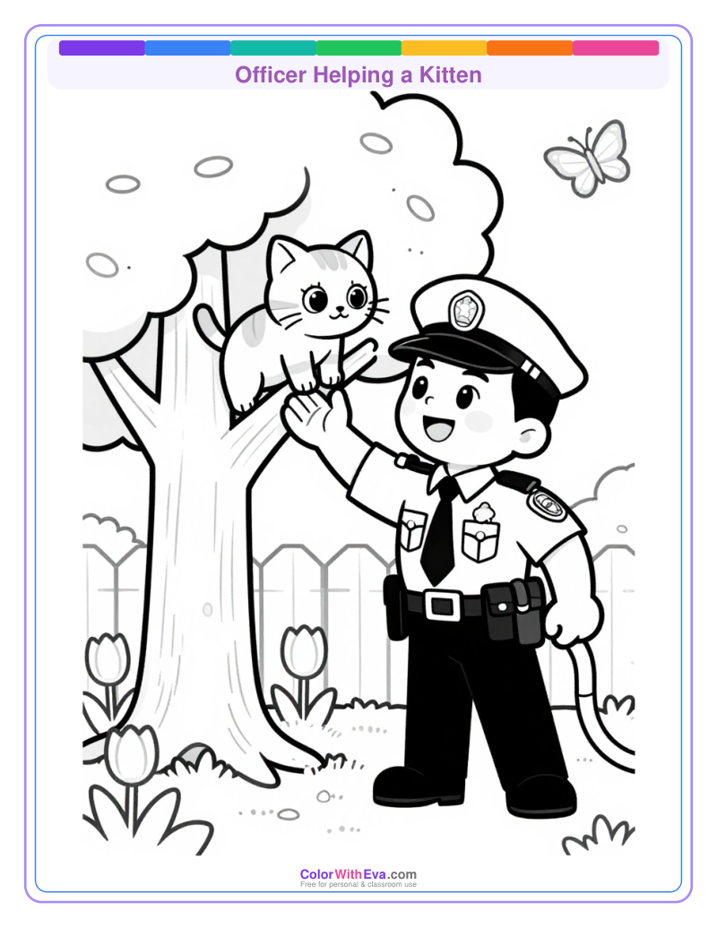 Officer Helping a Kitten preview
