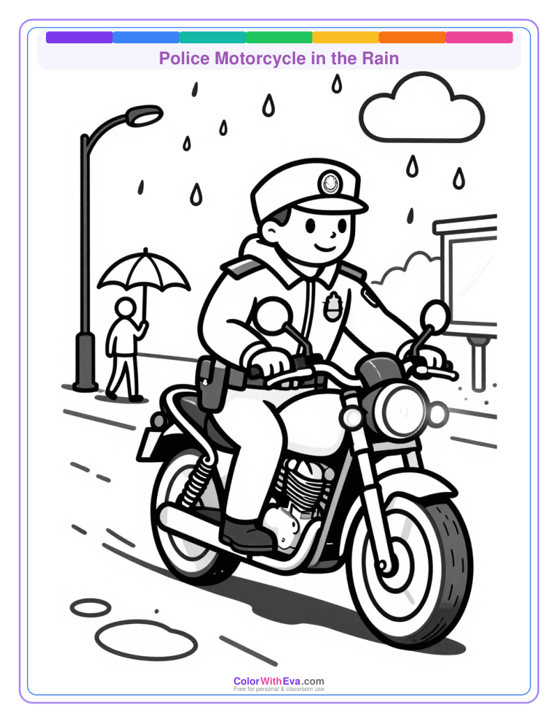 Police Motorcycle in the Rain preview
