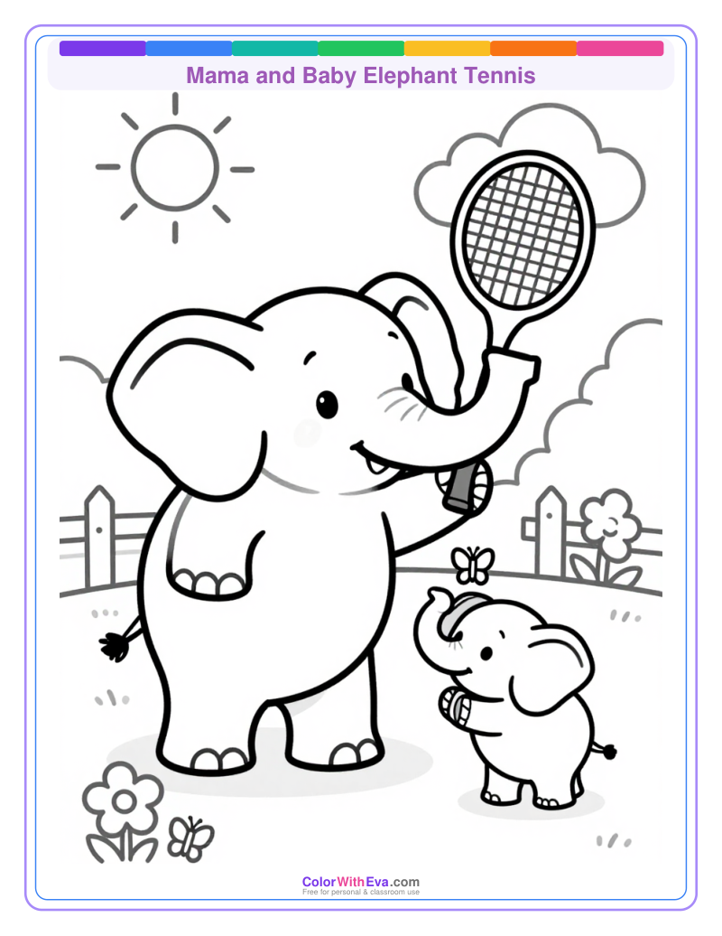 Mama and Baby Elephant Tennis thumbnail